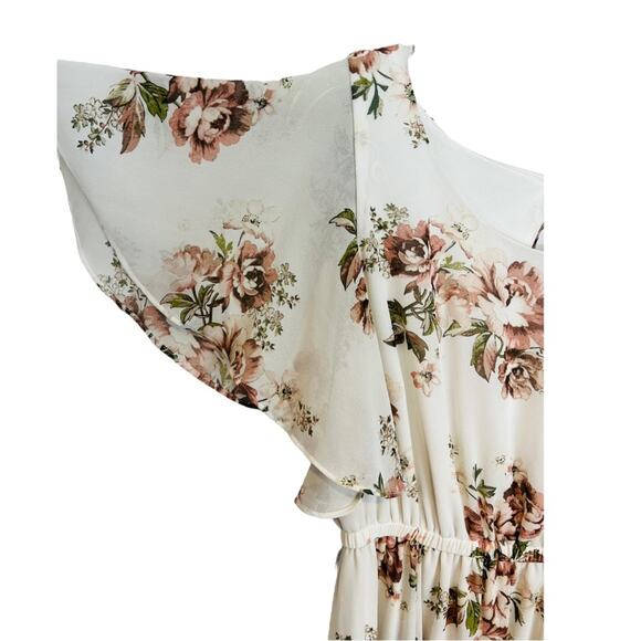 Torrid Ivory Floral Chiffon Skater Dress Flutter Sleeves - Picture 7 of 15